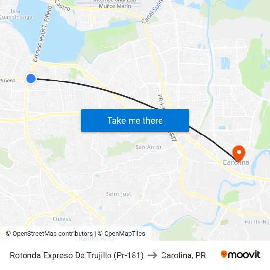 Rotonda Expreso De Trujillo (Pr-181) to Carolina, PR map