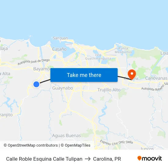 Calle Roble Esquina Calle Tulipan to Carolina, PR map