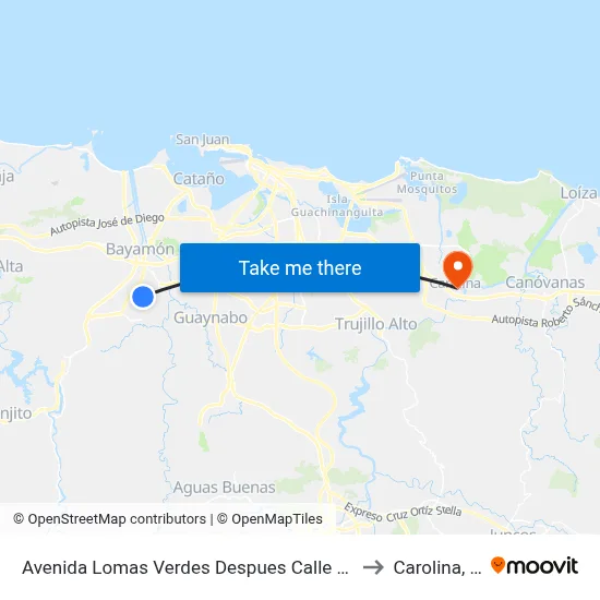 Avenida Lomas Verdes Despues Calle Girasol to Carolina, PR map