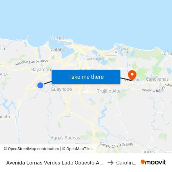 Avenida Lomas Verdes Lado Opuesto Antes Calle 23 E to Carolina, PR map