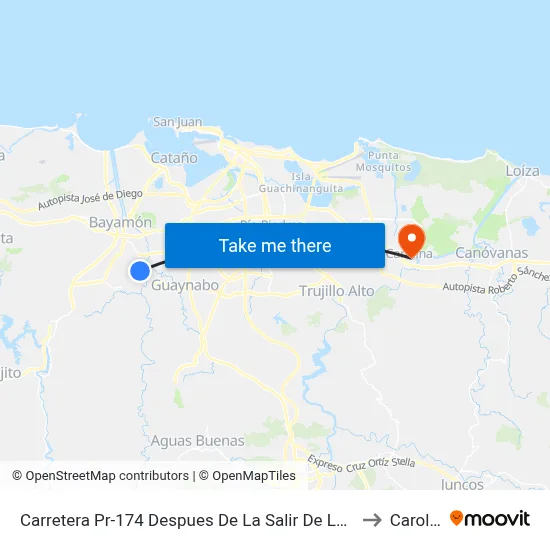 Carretera Pr-174 Despues De La Salir De La Universidad  Upr (Hacia Bayamón) to Carolina, PR map