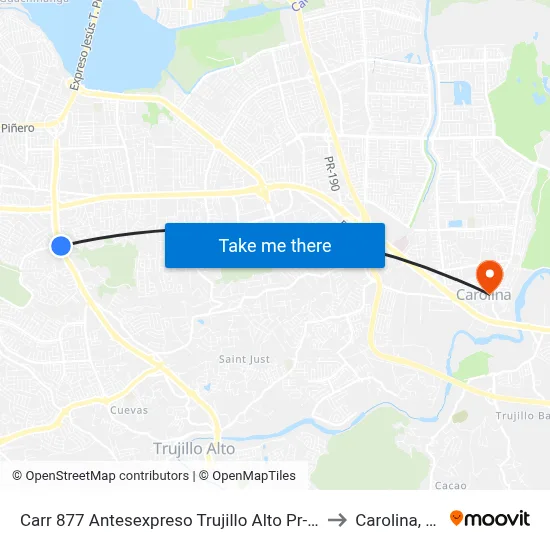 Carr 877 Antesexpreso Trujillo Alto Pr-181 to Carolina, PR map