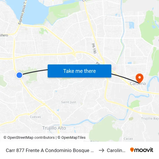 Carr 877 Frente A Condominio Bosque Real (Km 0.4) to Carolina, PR map