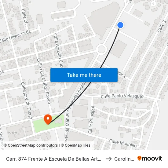 Carr. 874 Frente A Escuela De Bellas Arte (Lado Opuesto) to Carolina, PR map