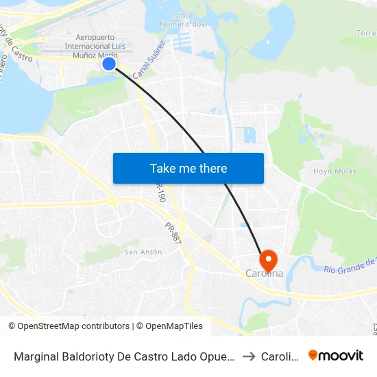 Marginal Baldorioty De Castro Lado Opuesto Al Dealer Mercedes to Carolina, PR map