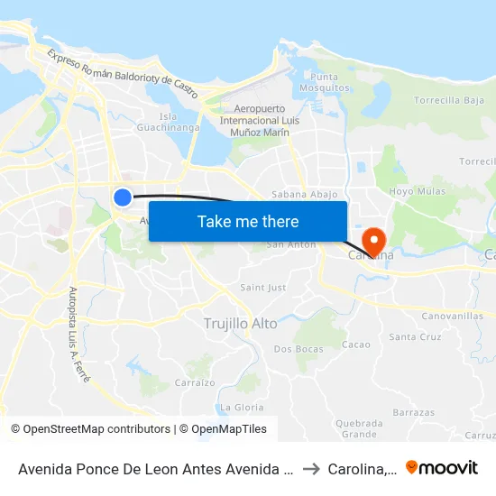 Avenida Ponce De Leon Antes Avenida Gandara to Carolina, PR map