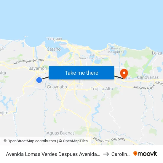 Avenida Lomas Verdes Despues Avenida Javier A. Mendez to Carolina, PR map