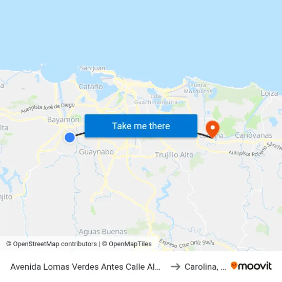 Avenida Lomas Verdes Antes Calle Almendra to Carolina, PR map