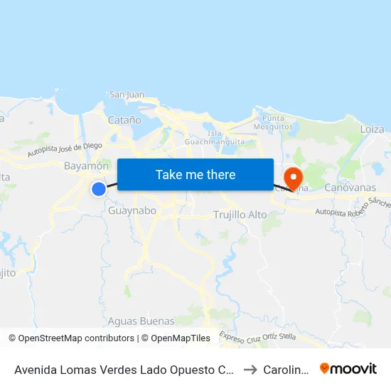 Avenida Lomas Verdes Lado Opuesto Calle Almacigo to Carolina, PR map