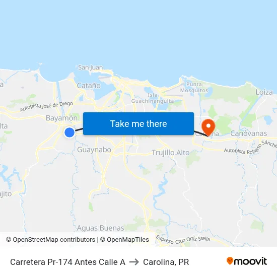 Carretera Pr-174 Antes Calle A to Carolina, PR map