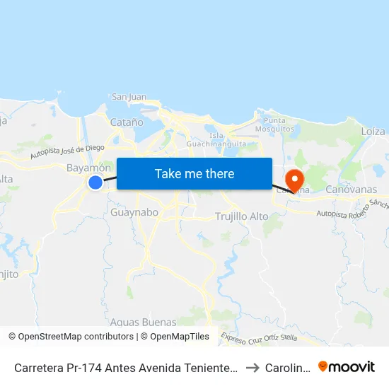 Carretera Pr-174 Antes Avenida Teniente Nelson Martínez to Carolina, PR map