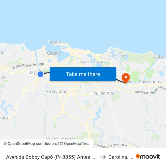 Avenida Bobby Capó (Pr-8855) Antes Calle 7 to Carolina, PR map
