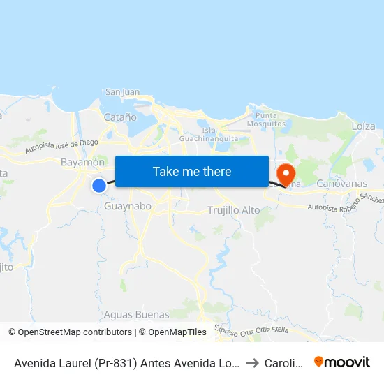 Avenida Laurel (Pr-831) Antes Avenida Lomas Verdes (Pr-177) to Carolina, PR map
