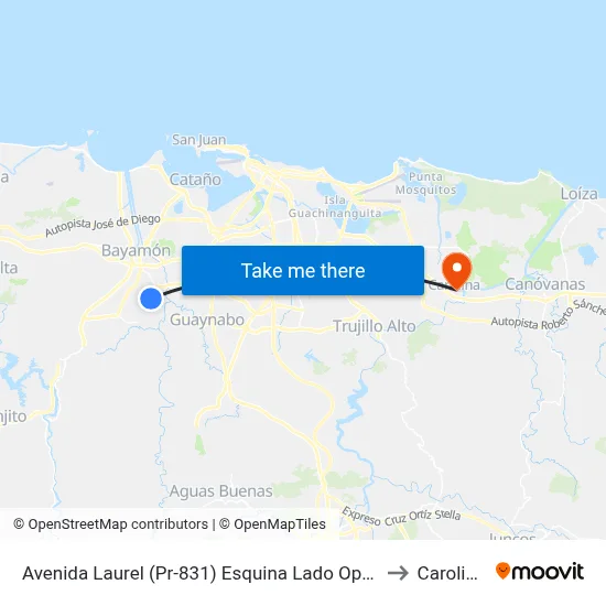 Avenida Laurel (Pr-831) Esquina Lado Opuesto Calle Bellisima to Carolina, PR map