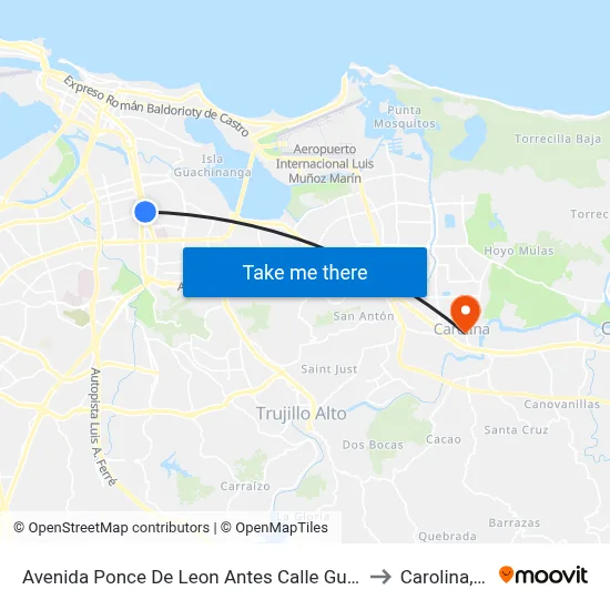 Avenida Ponce De Leon Antes Calle Guayama to Carolina, PR map