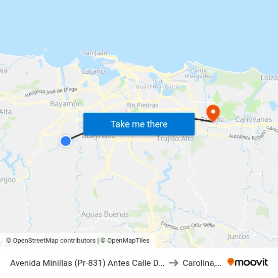 Avenida Minillas (Pr-831) Antes Calle Damaso to Carolina, PR map