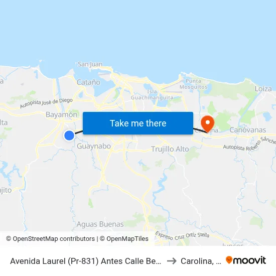 Avenida Laurel (Pr-831) Antes Calle Bellisima to Carolina, PR map