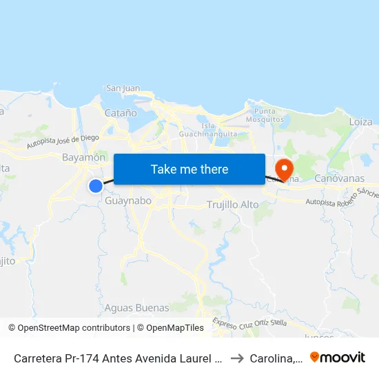 Carretera  Pr-174 Antes Avenida Laurel (Pr-831) to Carolina, PR map