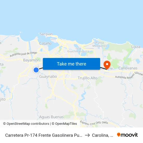 Carretera  Pr-174 Frente Gasolinera Puma to Carolina, PR map