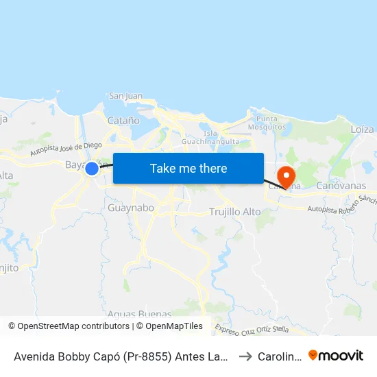 Avenida Bobby Capó (Pr-8855) Antes Lado Opuesto Calle 7 to Carolina, PR map