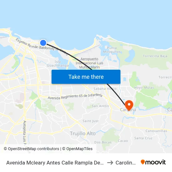 Avenida Mcleary Antes Calle Rampla Del Admirantes to Carolina, PR map