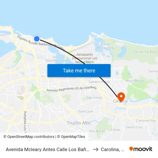 Avenida Mcleary Antes Calle Los Baños to Carolina, PR map