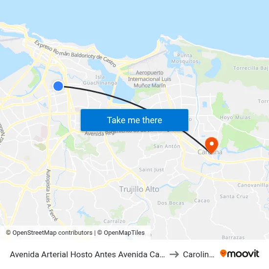 Avenida Arterial Hosto Antes Avenida Carlos F. Chardonc to Carolina, PR map