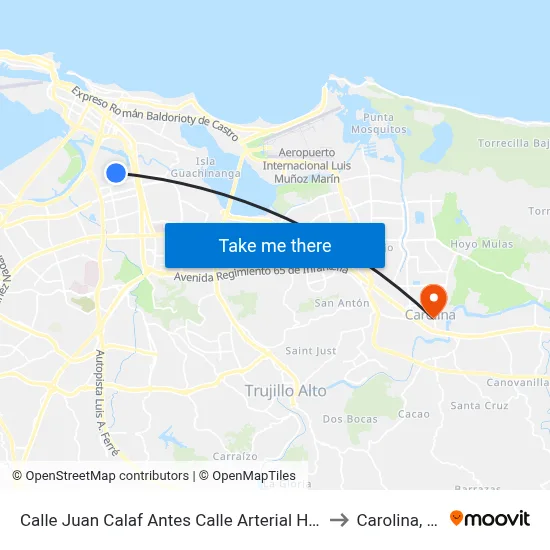 Calle Juan Calaf Antes Calle Arterial Hosto to Carolina, PR map
