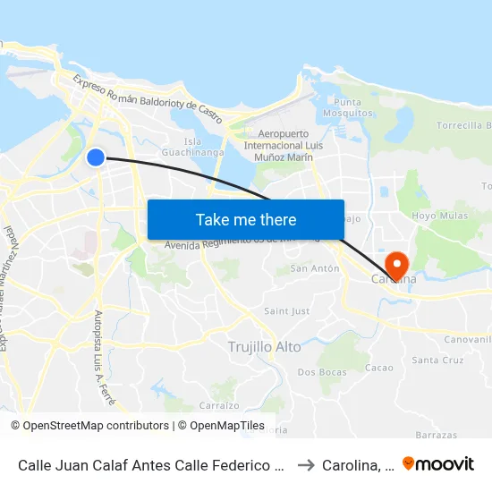Calle Juan Calaf Antes Calle Federico Acosta to Carolina, PR map