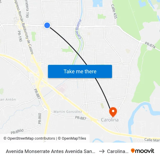 Avenida Monserrate Antes Avenida Sanchez Osorio to Carolina, PR map