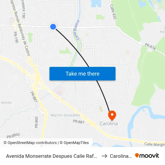 Avenida Monserrate Despues Calle Rafael Carrion to Carolina, PR map