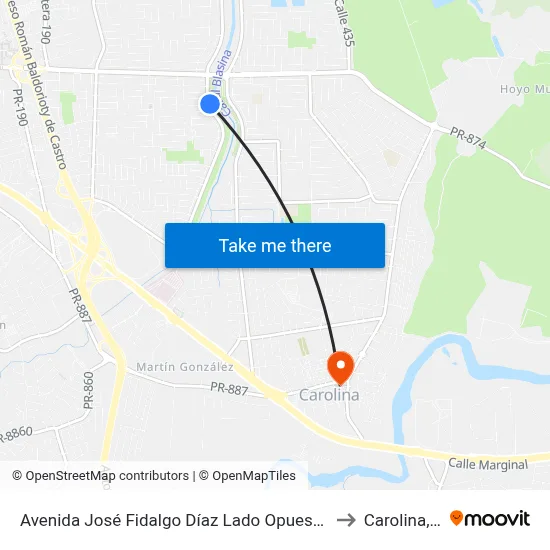 Avenida José Fidalgo Díaz Lado Opuesto Vía 23 to Carolina, PR map