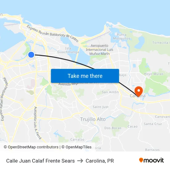 Calle Juan Calaf Frente Sears to Carolina, PR map