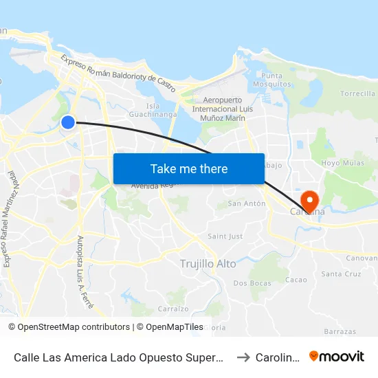 Calle Las America Lado Opuesto Supermercado Econo to Carolina, PR map