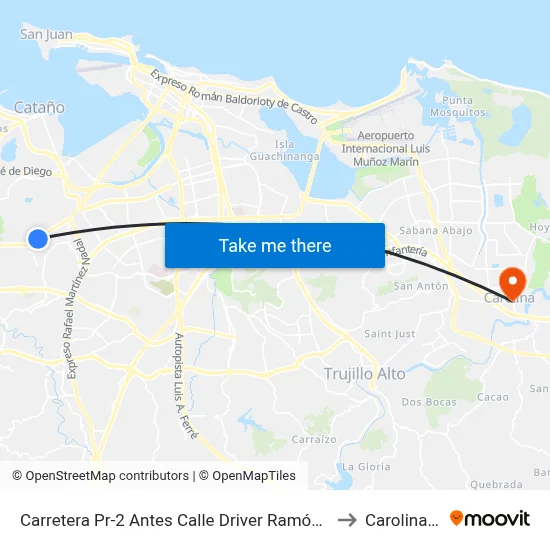 Carretera Pr-2 Antes Calle Driver Ramón Mimoso to Carolina, PR map
