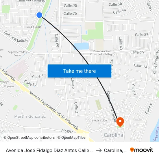 Avenida José Fidalgo Díaz Antes Calle Isabel to Carolina, PR map