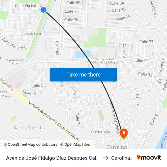Avenida José Fidalgo Díaz Despues Calle Fabiana to Carolina, PR map