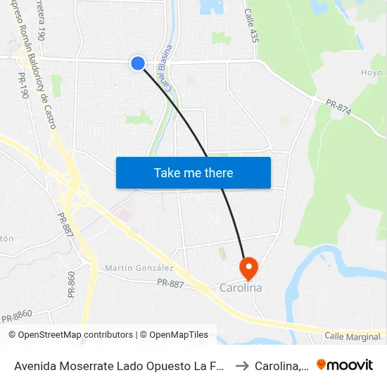 Avenida Moserrate Lado Opuesto La Ferreteria to Carolina, PR map