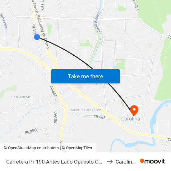 Carretera Pr-190 Antes Lado Opuesto Calle San Carlos to Carolina, PR map