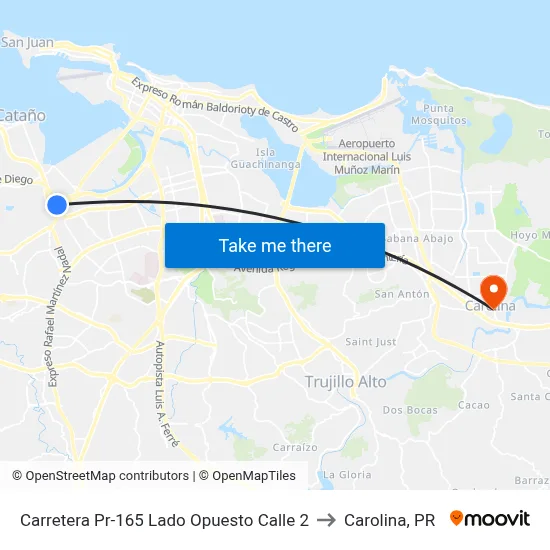 Carretera Pr-165 Lado Opuesto Calle 2 to Carolina, PR map