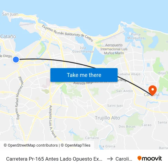 Carretera Pr-165 Antes Lado Opuesto Expreso Jose De Diego to Carolina, PR map