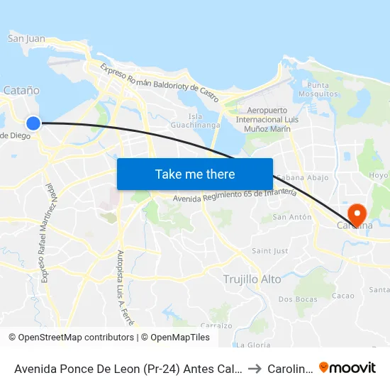 Avenida Ponce De Leon (Pr-24) Antes Calle Rodrigo De Trina to Carolina, PR map