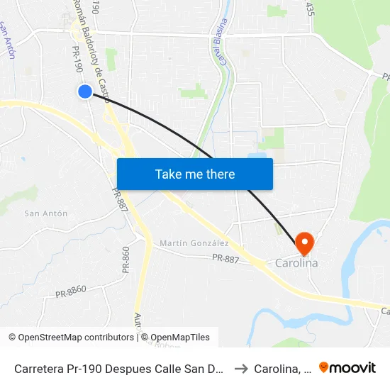 Carretera Pr-190 Despues Calle San Damian to Carolina, PR map
