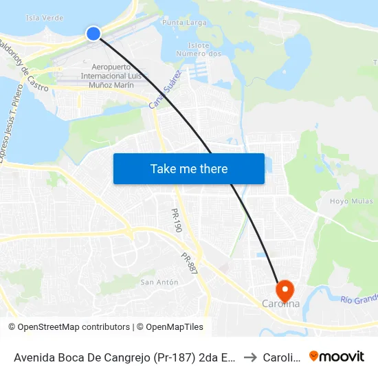 Avenida Boca De Cangrejo (Pr-187) 2da Entrada Balneario Carolina to Carolina, PR map