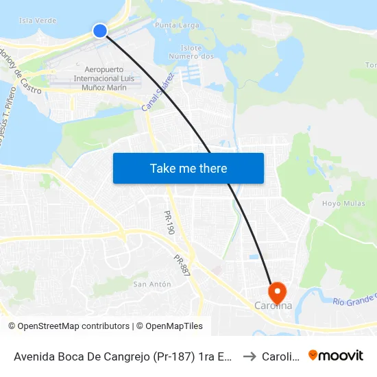 Avenida Boca De Cangrejo (Pr-187) 1ra Entrada Balneario Carolina to Carolina, PR map
