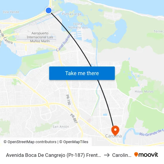 Avenida Boca De Cangrejo (Pr-187) Frente Parque Acuatico to Carolina, PR map