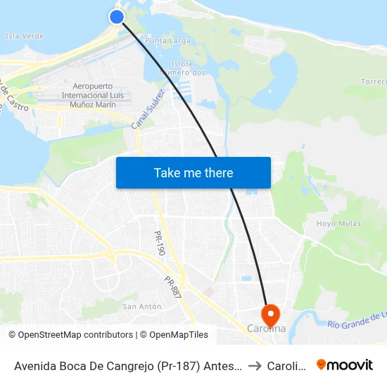 Avenida Boca De Cangrejo (Pr-187) Antes Lado Opuesto Cesco to Carolina, PR map