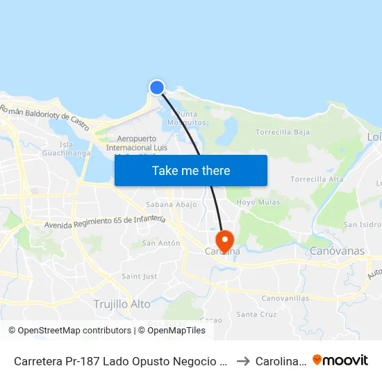 Carretera Pr-187 Lado Opusto Negocio Donde Olga to Carolina, PR map