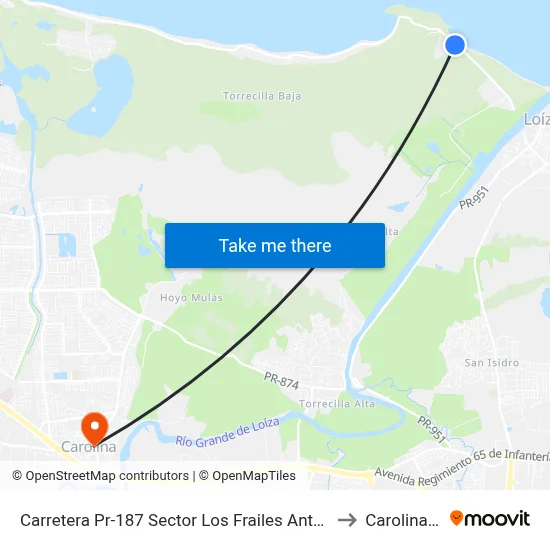 Carretera Pr-187 Sector Los Frailes Antes De Aaa to Carolina, PR map