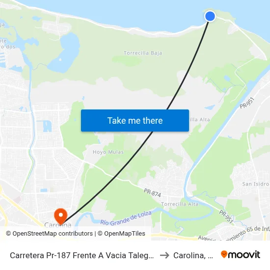 Carretera Pr-187 Frente A Vacia Talega 2 to Carolina, PR map